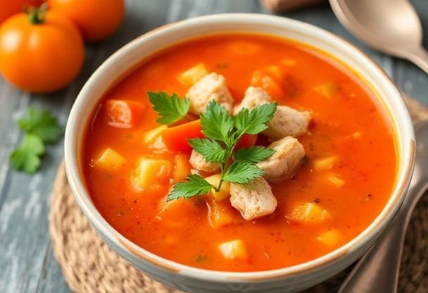 Суп из помидоров с овощами и курицей: как создать согревающий и полезный суп.
