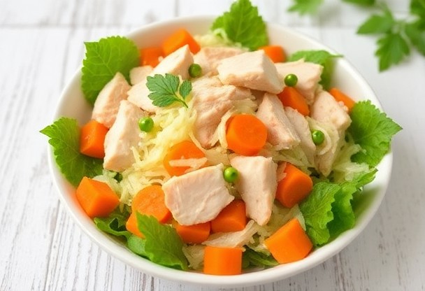 Салат с курицей, квашеной капустой и морковью: как создать сытное и полезное блюдо.