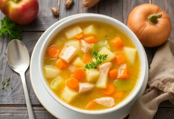 Суп из картофеля с овощами и курицей: как создать согревающий и полезный суп.