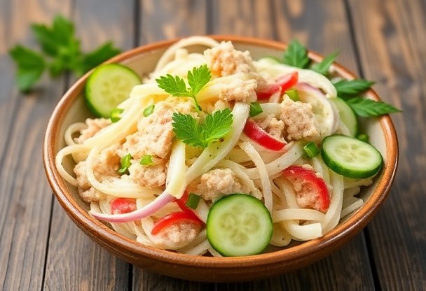 Салат с тунцом, огурцом и квашеной капустой: как создать освежающее и полезное блюдо.