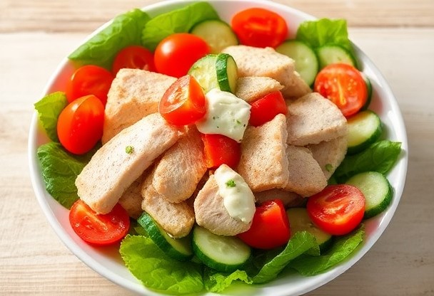 Салат с курицей, помидорами и огурцом с майонезом: как создать сытное и полезное блюдо.